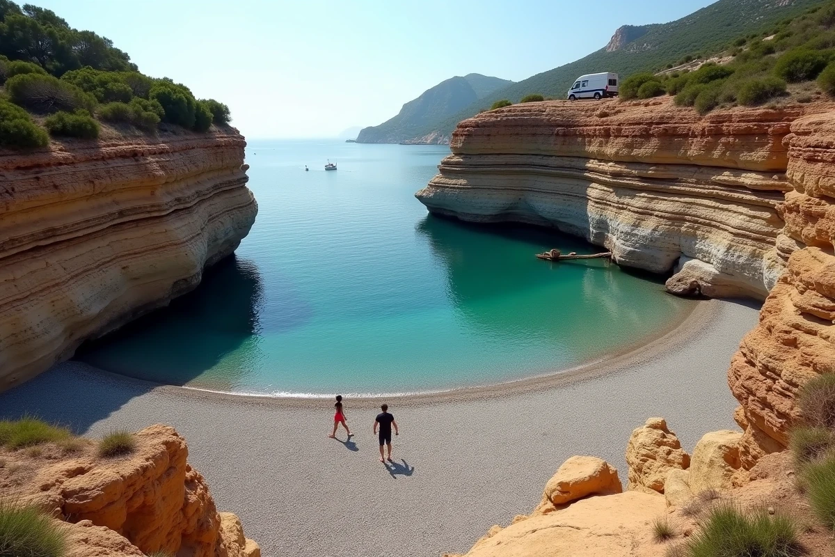 Petite crique sauvage sur la côte corse entre Propriano et Ajaccio idéale pour une halte baignade en road trip
