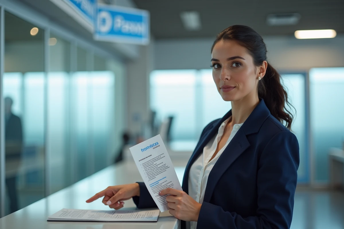 Agente douanière espagnole présentant la réglementation officielle sur les cartouches de tabac à la frontière