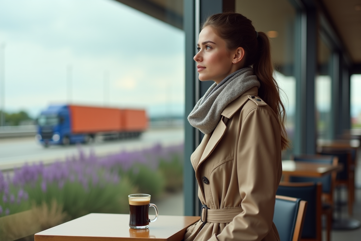 Jeune femme au café de l