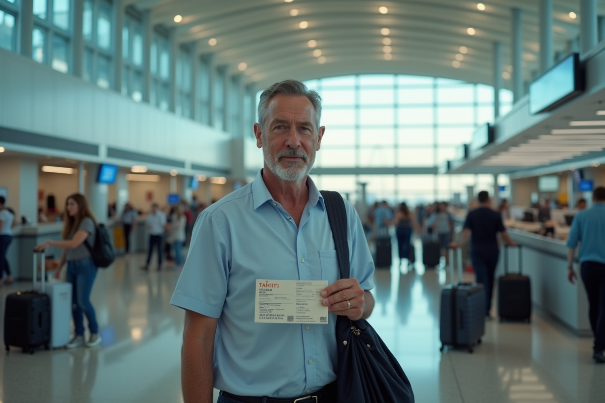 Homme tenant un billet d