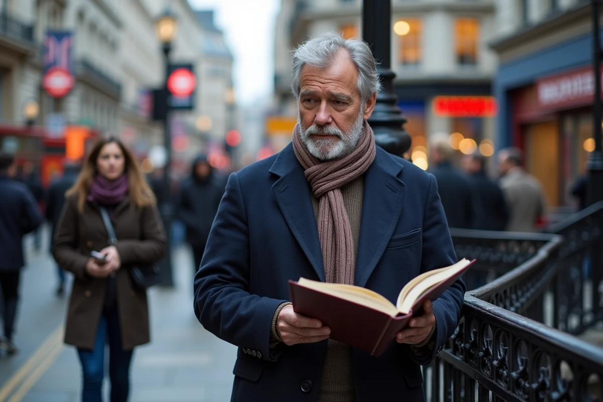 Homme avec guide à Piccadilly Circus Londres