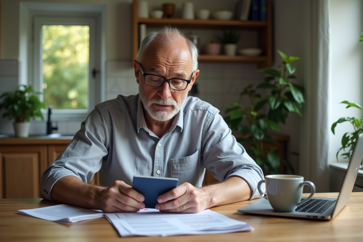 Homme organisant ses papiers de voyage à la maison