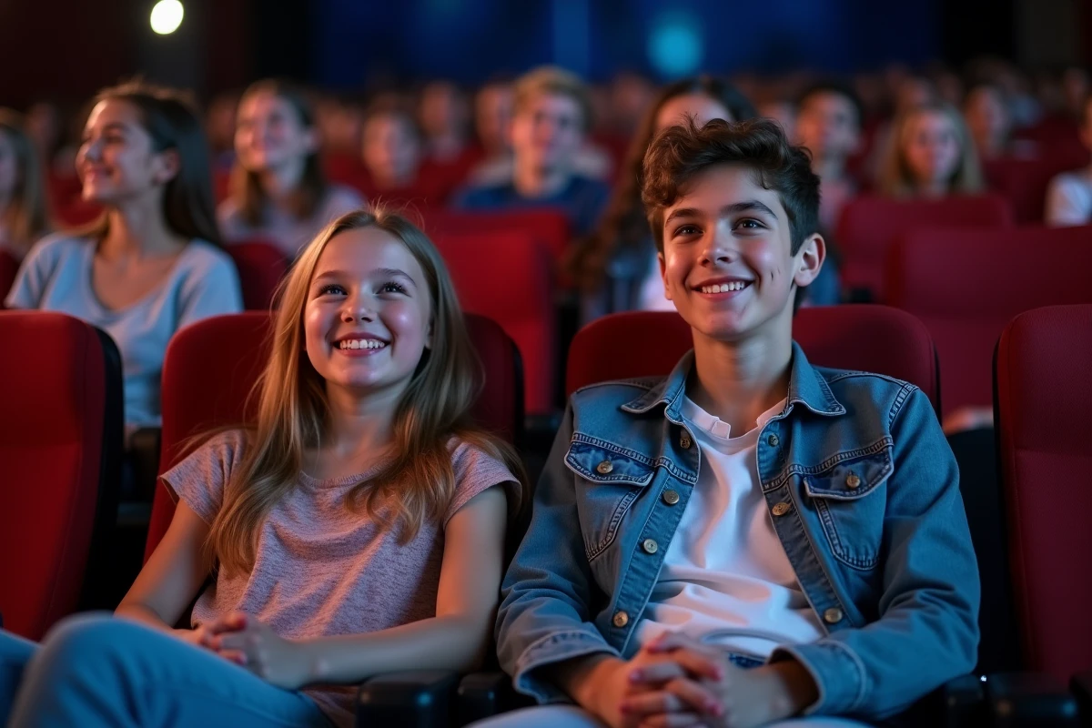 Adolescents assis dans un théâtre en attente du spectacle