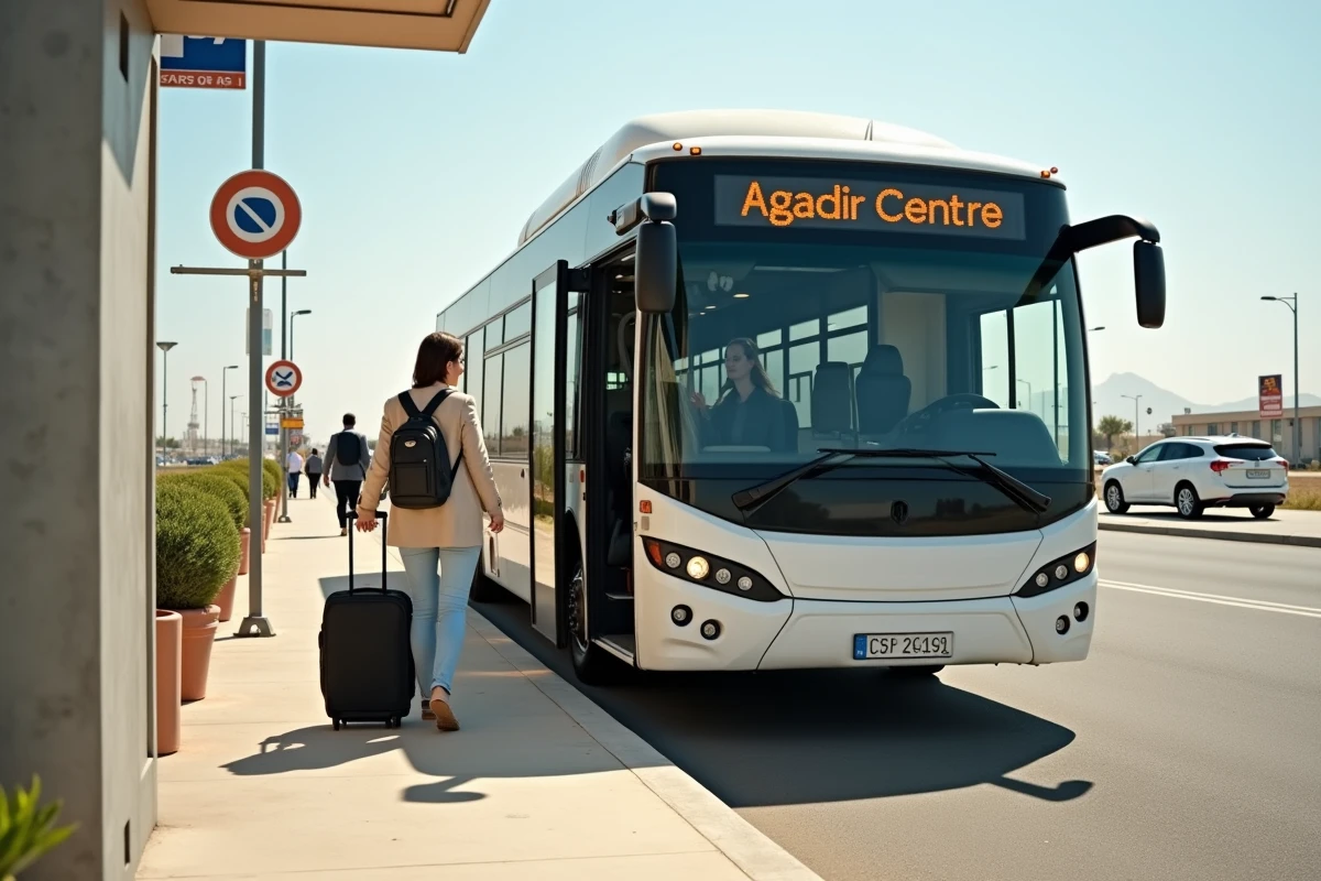 Bus navette reliant l'aéroport Al Massira au centre-ville d'Agadir